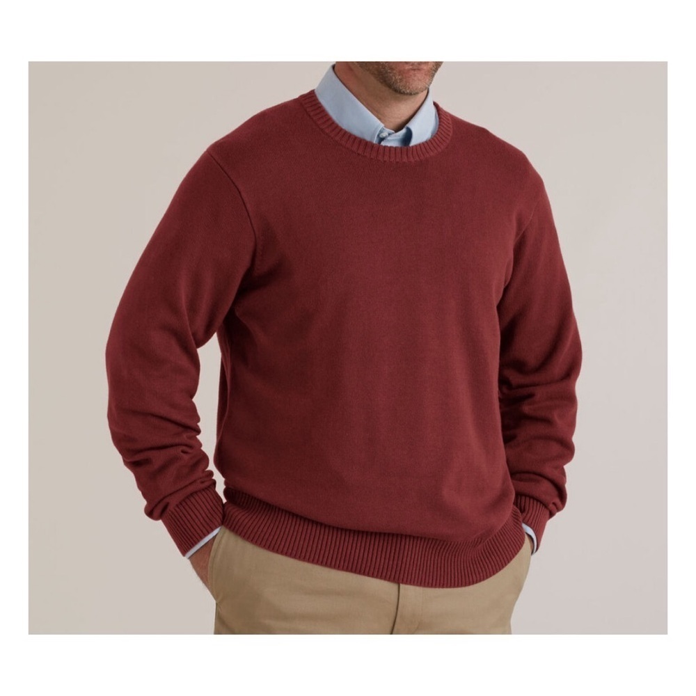 NWT Duluth Trading Co Men's Strongarm Cotton Crew Sweater Burgundy Red 2XL
